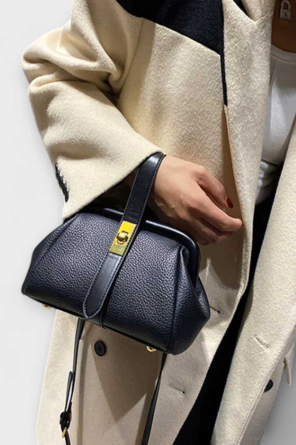 Joanna | Women Structured Mini Top Handle Crossbody Bag with Gold Clasp