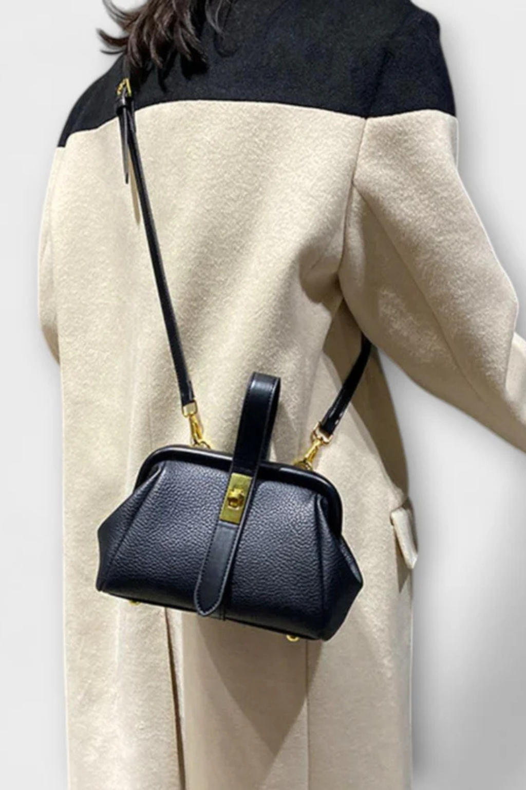 Joanna | Women Structured Mini Top Handle Crossbody Bag with Gold Clasp