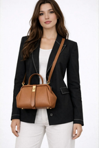 Joanna | Women Structured Mini Top Handle Crossbody Bag with Gold Clasp