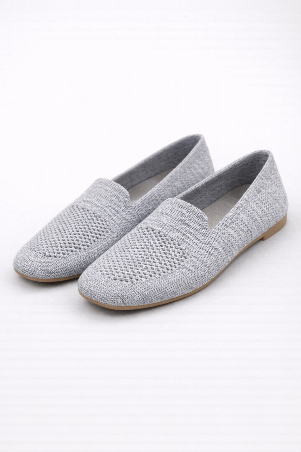 Laurentia | Women Square Toe Knit Mesh Slip On Ballet Flats