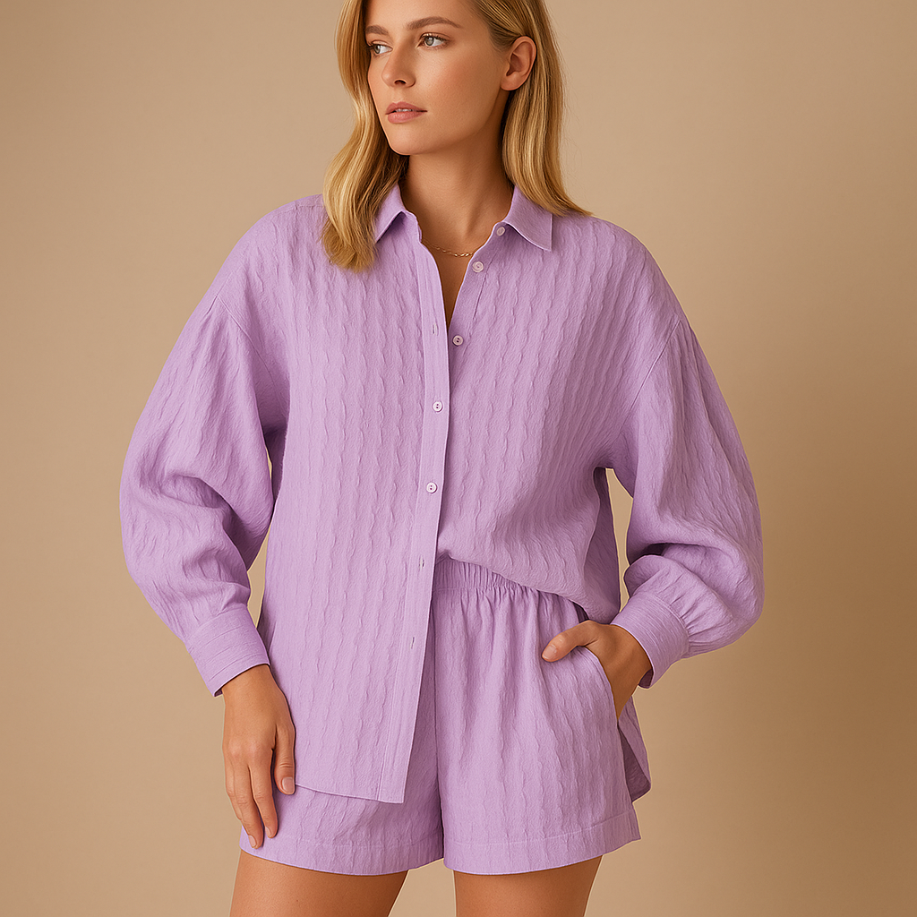 Lightweight summer blouse and shorts set for women | Hazel