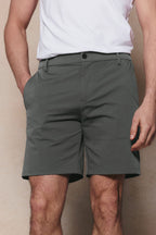 Men's Luiz Hybrid Short in sage, a regular fit chino-style short with tailored finish and stretch fabric.