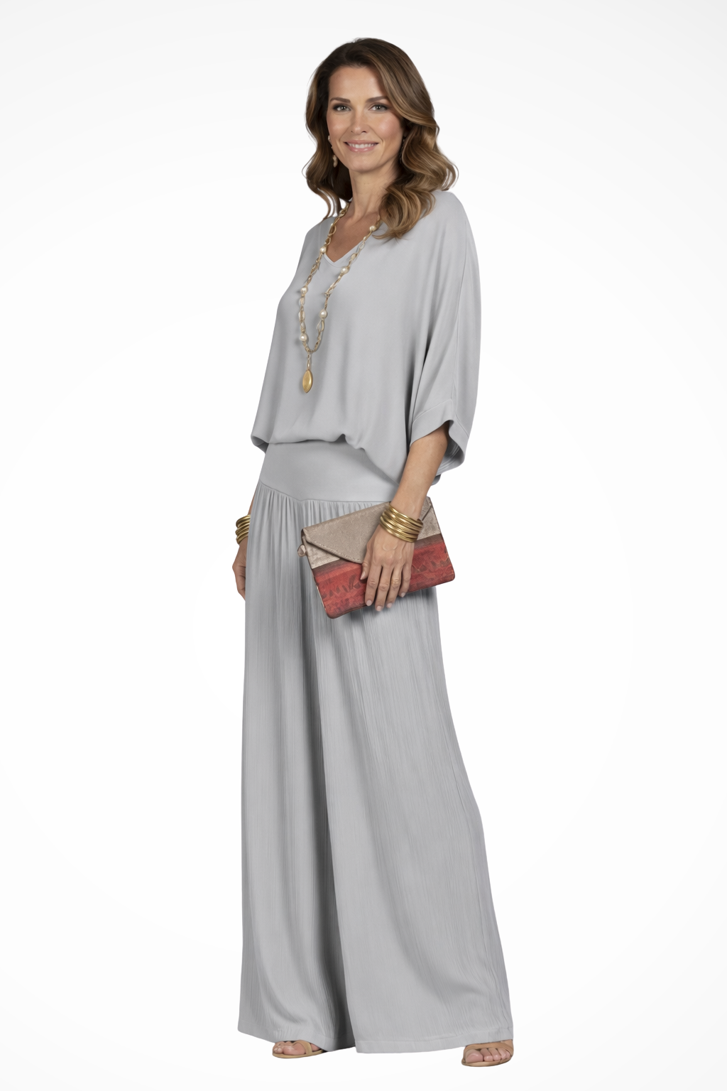 Margot | Women Elegant Layered Top and Wide Leg Trousers 2 Piece Set