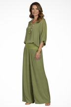 Margot | Women Elegant Layered Top and Wide Leg Trousers 2 Piece Set