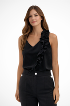 Maria | Women Sleeveless Ruffle V Neck Summer Top