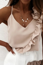 Maria | Women Sleeveless Ruffle V Neck Summer Top