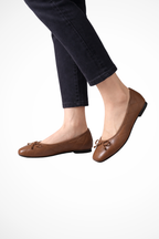 Millicent | Women Quilted Square Toe Bow Detail Ballet Flats