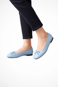 Millicent | Women Quilted Square Toe Bow Detail Ballet Flats