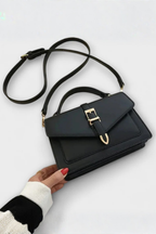 Milo | Women Structured Flap Gold Buckle Detail Crossbody Bag