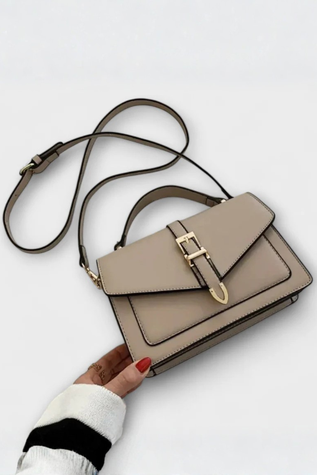 Milo | Women Structured Flap Gold Buckle Detail Crossbody Bag