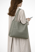 Neva | Women Structured Front Pocket Textured Tote Shoulder Bag