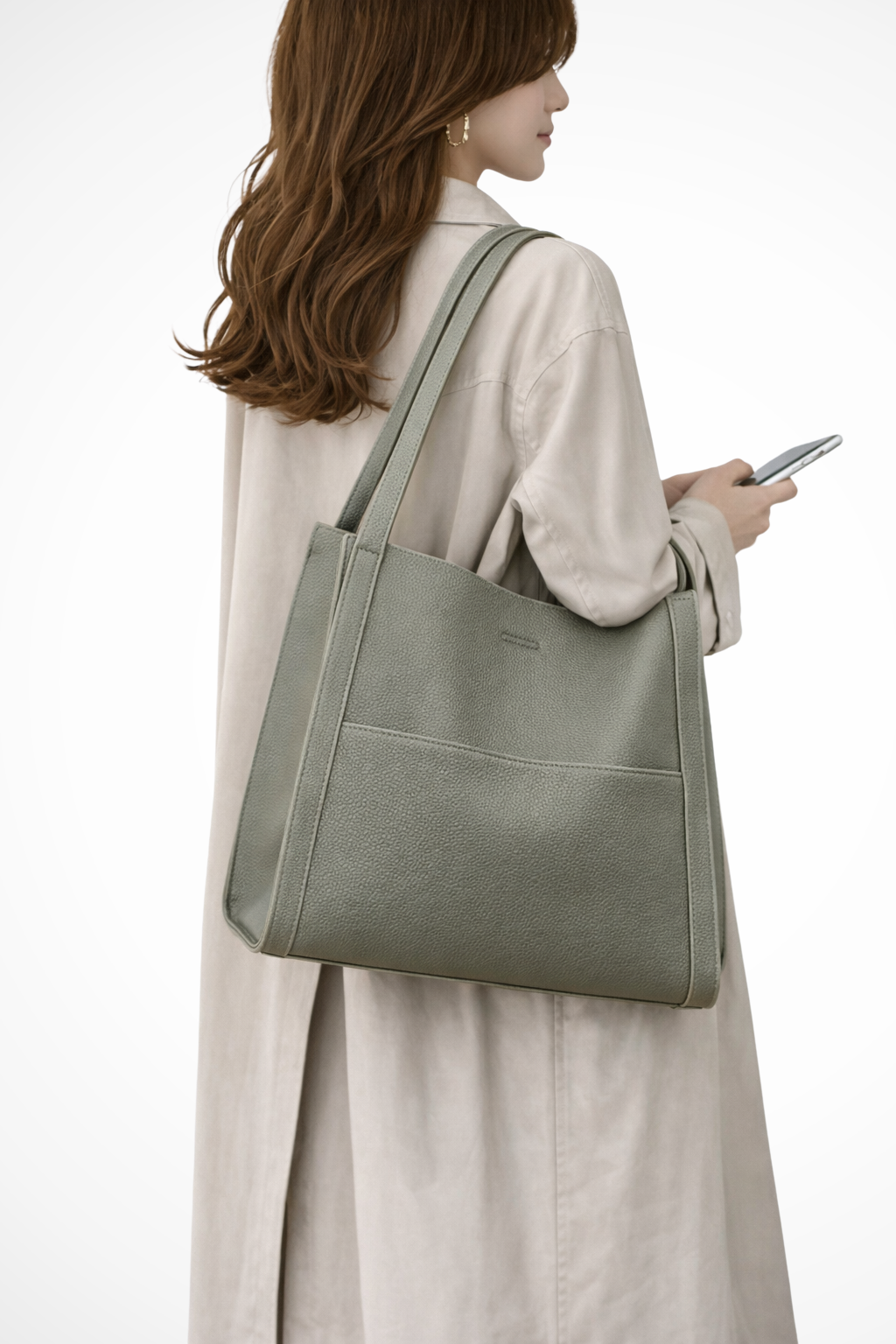 Neva | Women Structured Front Pocket Textured Tote Shoulder Bag