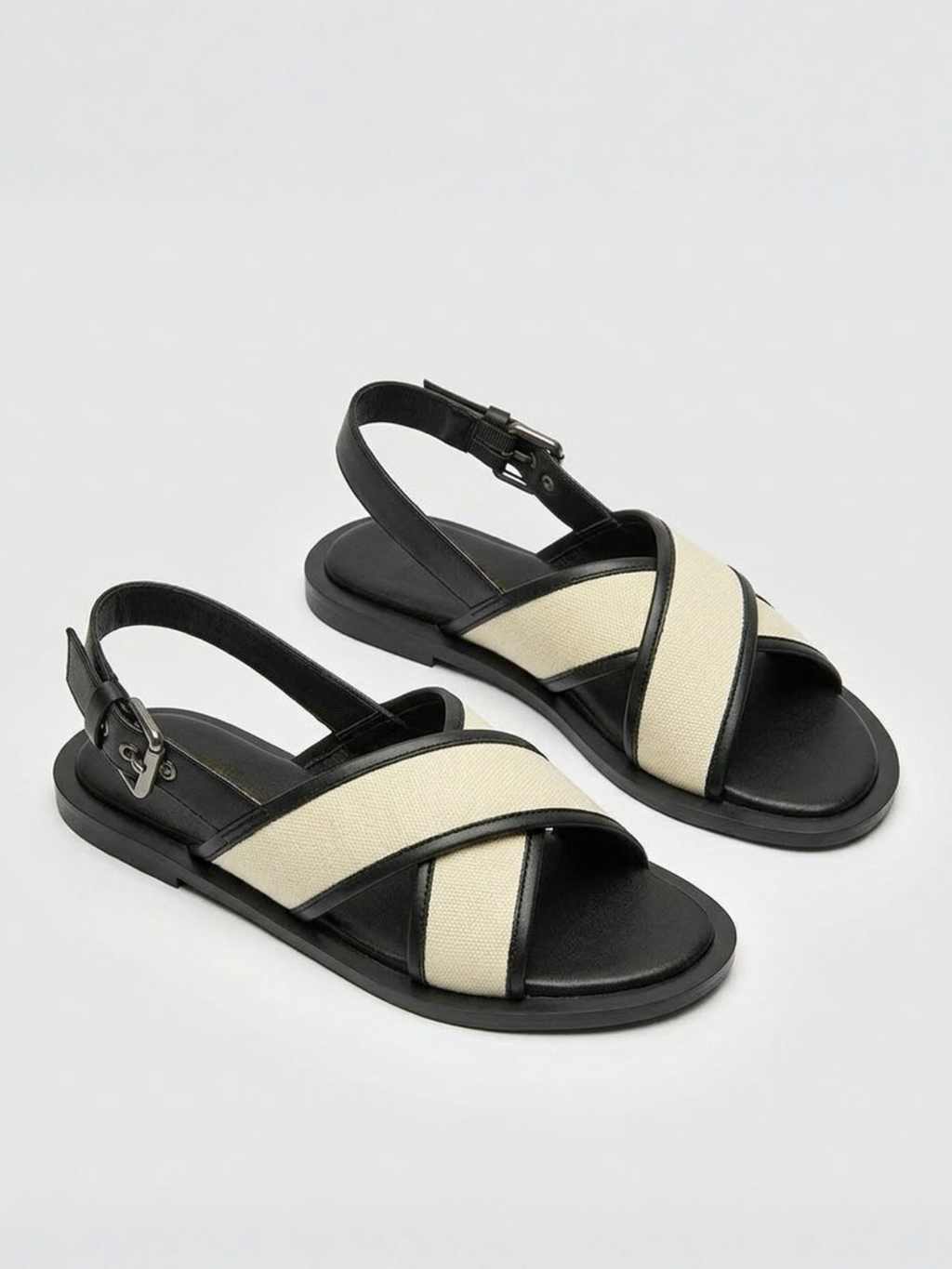 Orizelle | Canvas & Leather Crossover Sandals