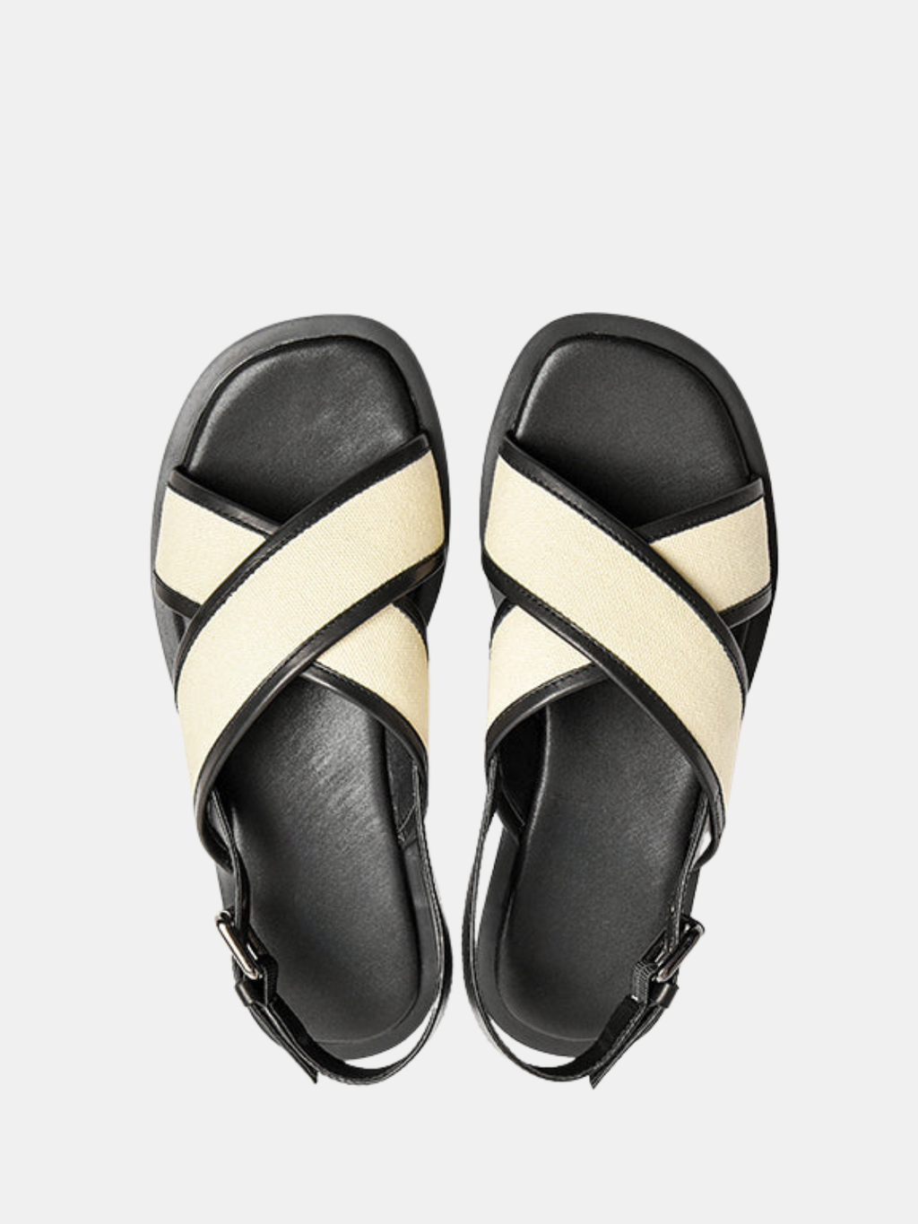 Orizelle | Canvas & Leather Crossover Sandals