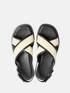 Orizelle | Canvas & Leather Crossover Sandals