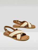 Orizelle | Canvas & Leather Crossover Sandals