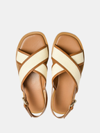 Orizelle | Canvas & Leather Crossover Sandals