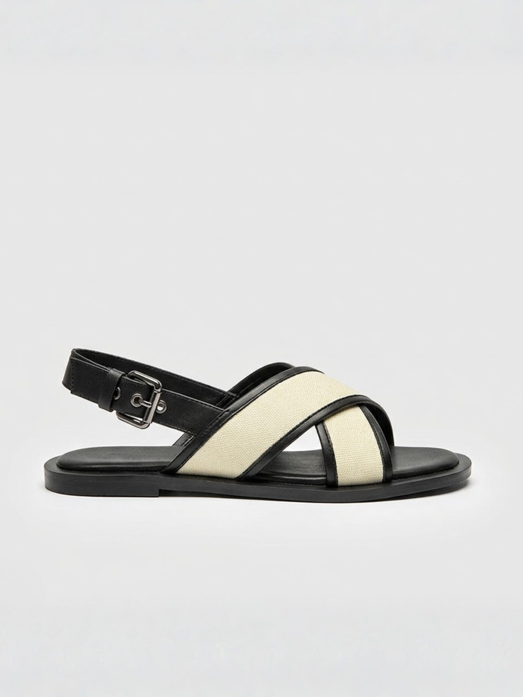 Orizelle | Canvas & Leather Crossover Sandals