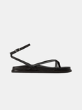 Orizelle | Crossover Strap Flat Sandals — Black Leather