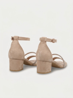 Orizelle | Diamanté Strap Block Heel Sandals — Black Suede