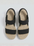 Orizelle | Elastic Strap Platform Wedge Sandals — Black
