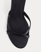 Orizelle | Strappy Leather Kitten Heel Mules — Black