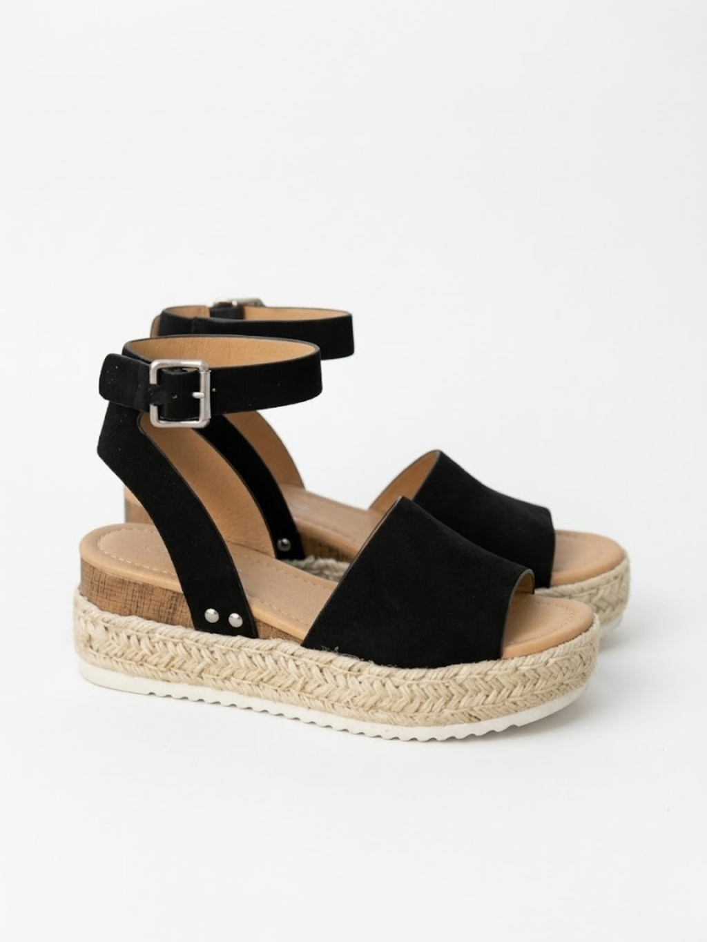Orizelle | Suede Platform Espadrille Sandals — Black
