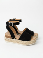 Orizelle | Suede Platform Espadrille Sandals — Black