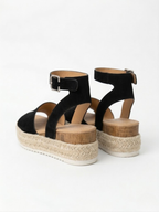Orizelle | Suede Platform Espadrille Sandals — Black