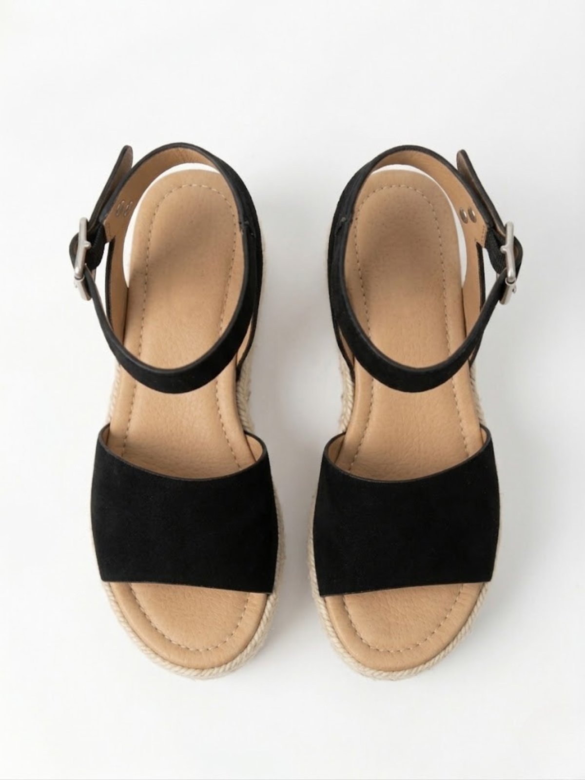Orizelle | Suede Platform Espadrille Sandals — Black