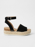 Orizelle | Suede Platform Espadrille Sandals — Black
