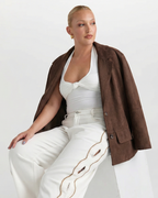 Oversized Faux Leather Relaxed Blazer