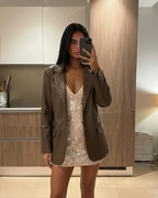 Oversized Faux Leather Tailored Blazer