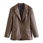 Oversized Faux Leather Tailored Blazer