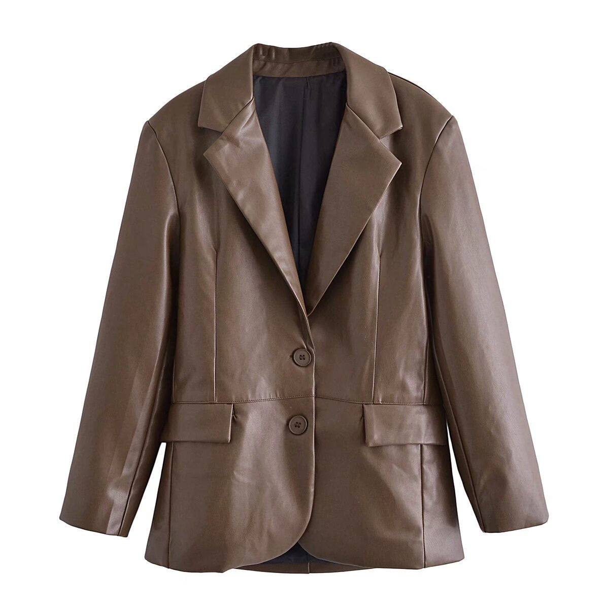 Oversized Faux Leather Tailored Blazer