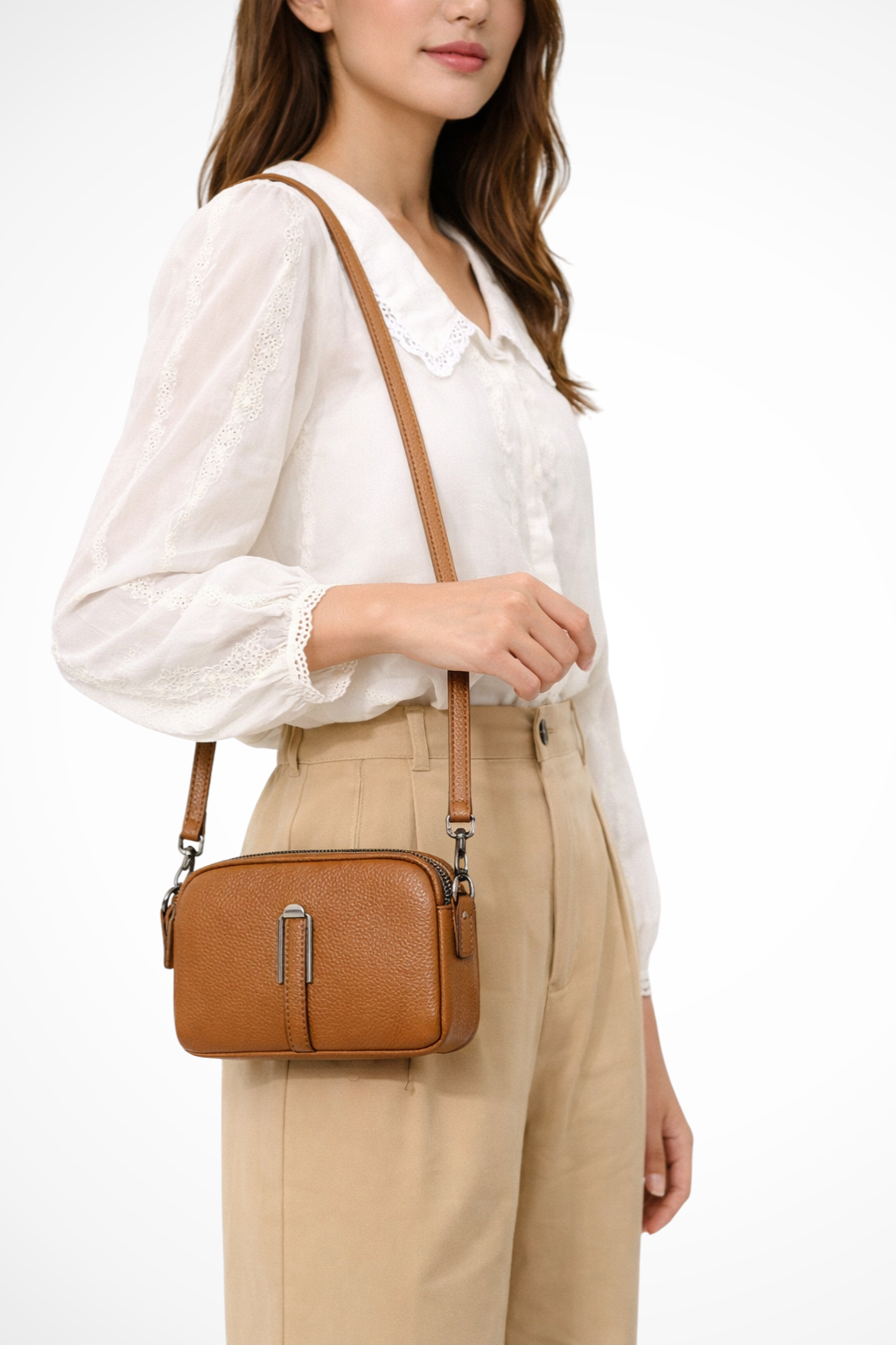 Pella | Women Compact Double Zip Crossbody Shoulder Bag
