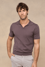 Privia Knitted Open Neck Polo - Mocha