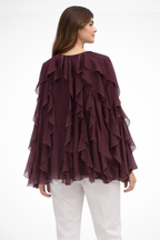 Ravielle | Women Ruffled V Neck Long Sleeve Blouse