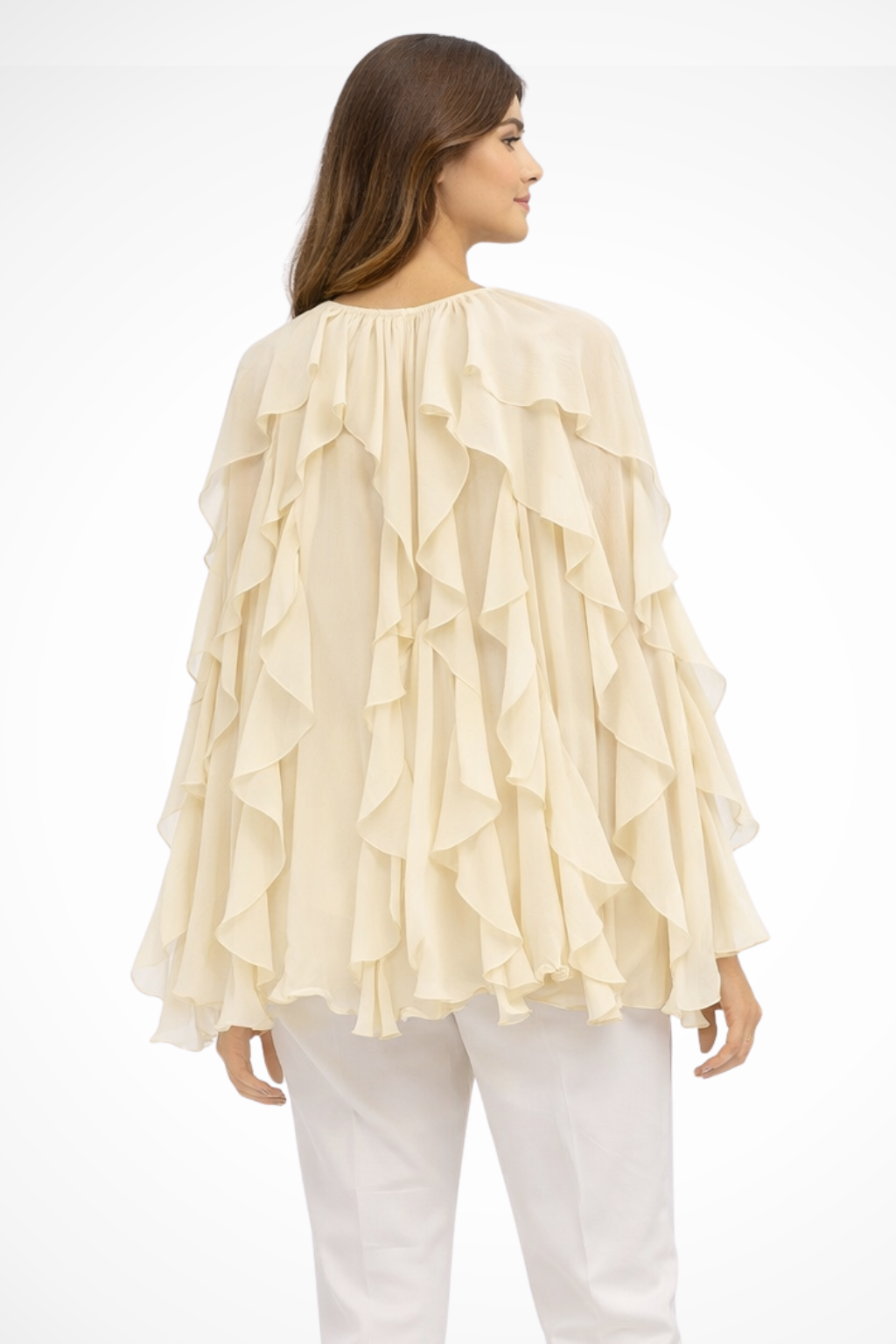Ravielle | Women Ruffled V Neck Long Sleeve Blouse
