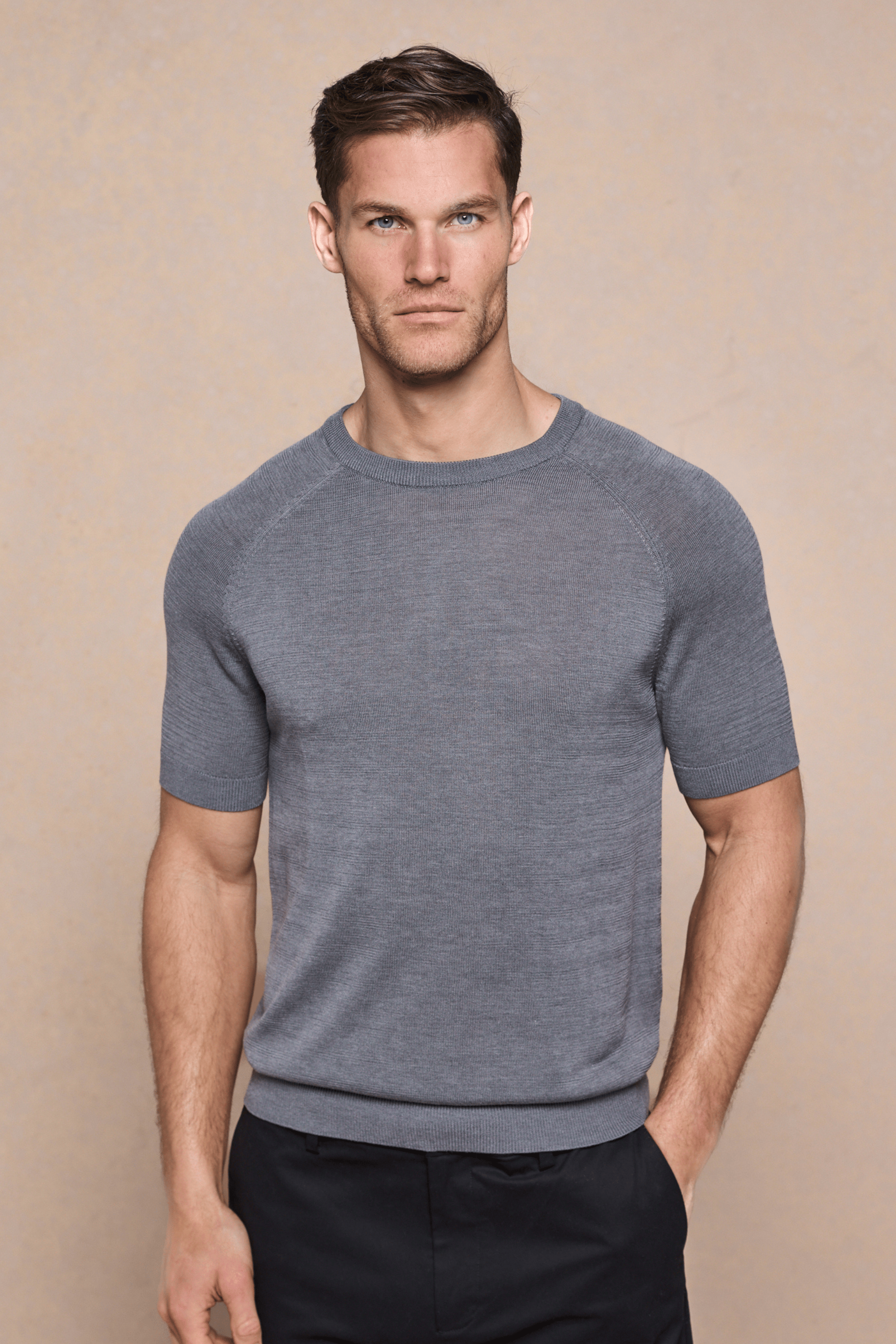 Riera Knit Crew Neck T-Shirt - Grey Marl