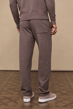 Rowan Knitted Trouser in Brown Marl, ultra-soft yarn, with back pocket and adjustable drawcords.