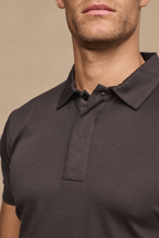 Brown Santi Mercerised Polo Shirt, 100% cotton, with a concealed button placket and classic collar.