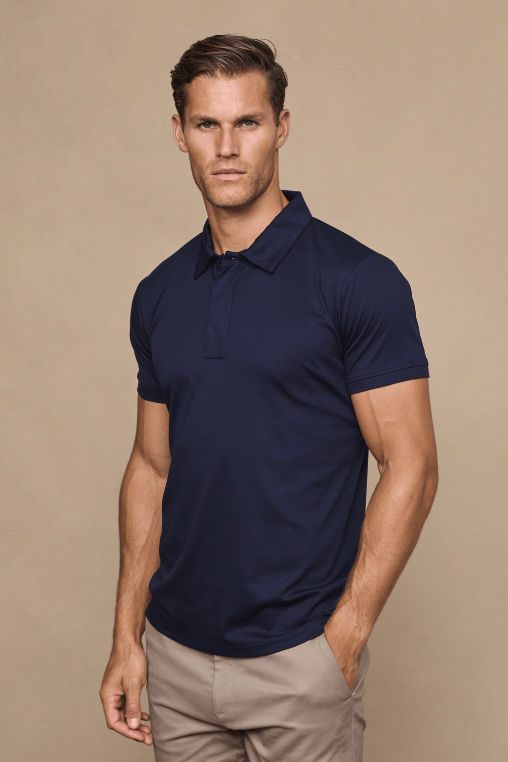 Santi Mercerised Polo Shirt -Navy