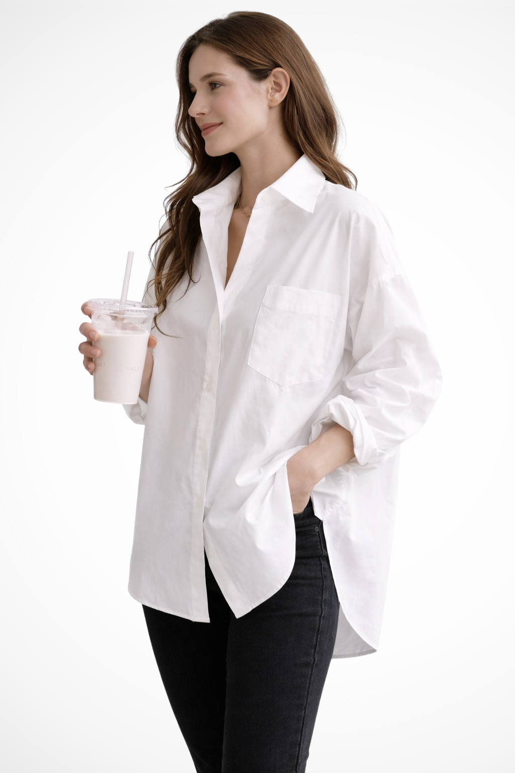 Selvyn | Women Oversized Button Down Long Sleeve Blouse