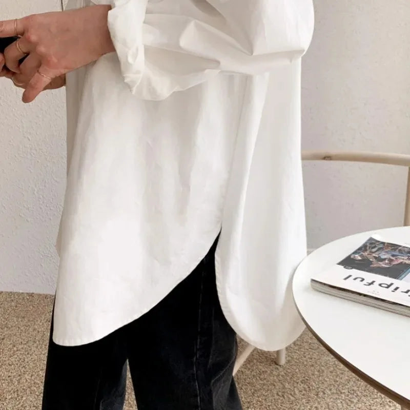 Selvyn | Women Oversized Button Down Long Sleeve Blouse