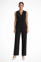 Seravelle | Women Elegant Sleeveless V Neck Blouse