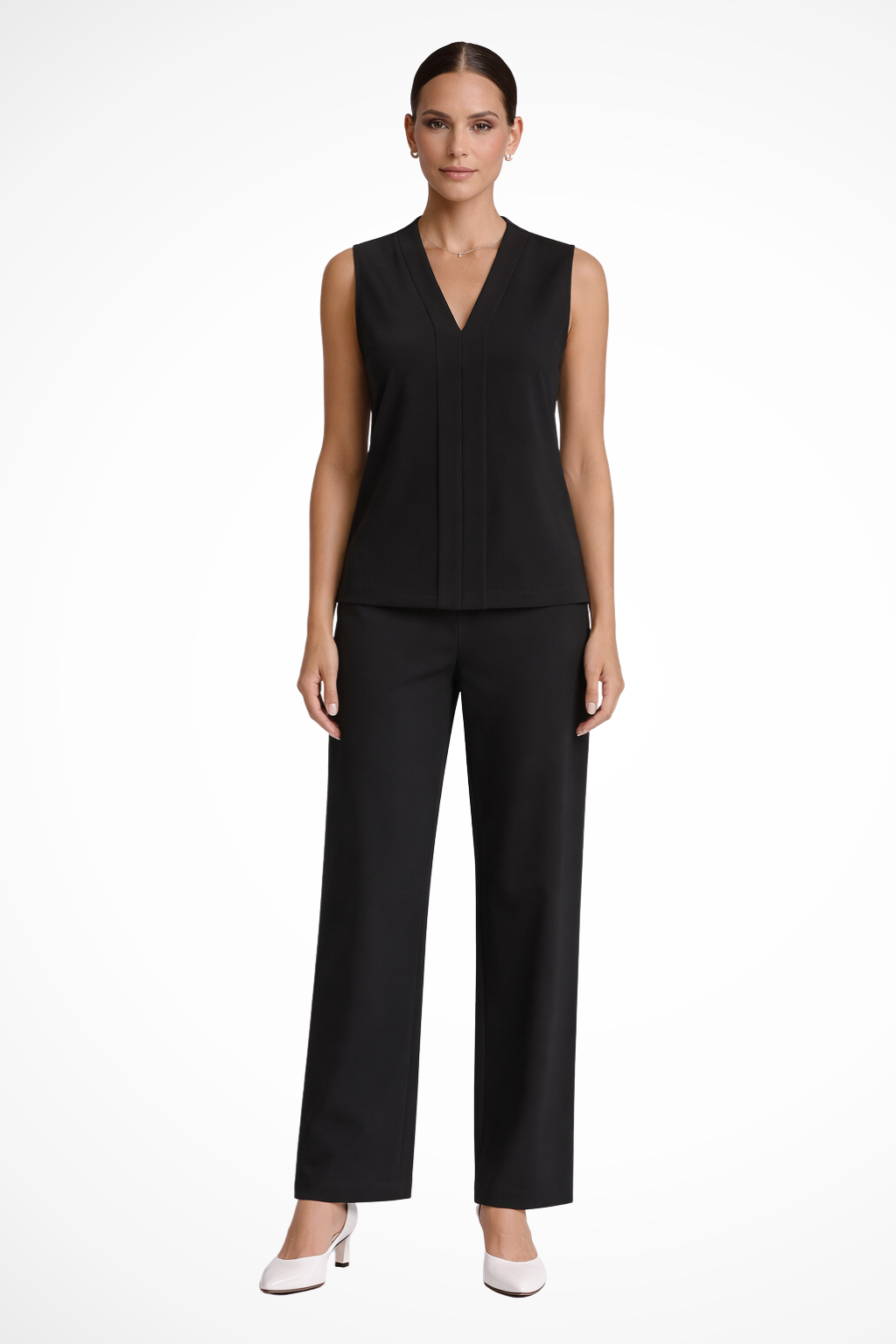 Seravelle | Women Elegant Sleeveless V Neck Blouse