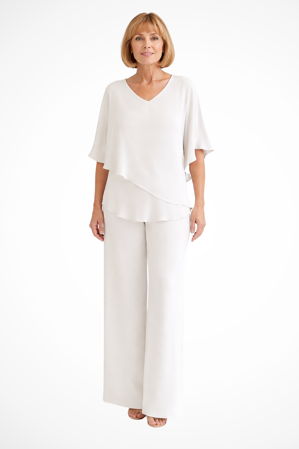 Serena | Women V Neck Batwing Sleeve Top and Wide Leg Trousers Two Piece Set