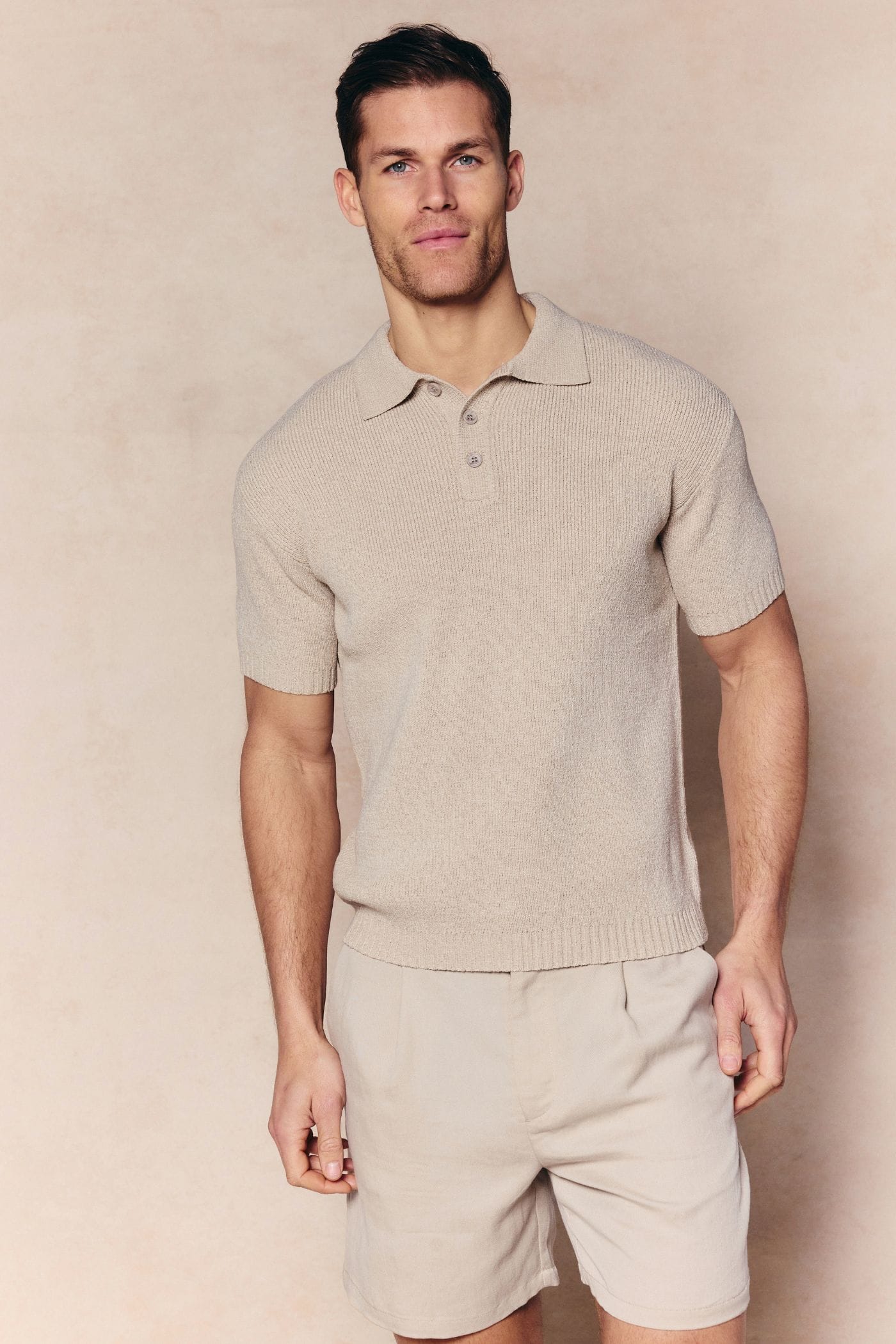 Sorelle Short Sleeve Rib Knit Polo - Sand – Sanantolin.com