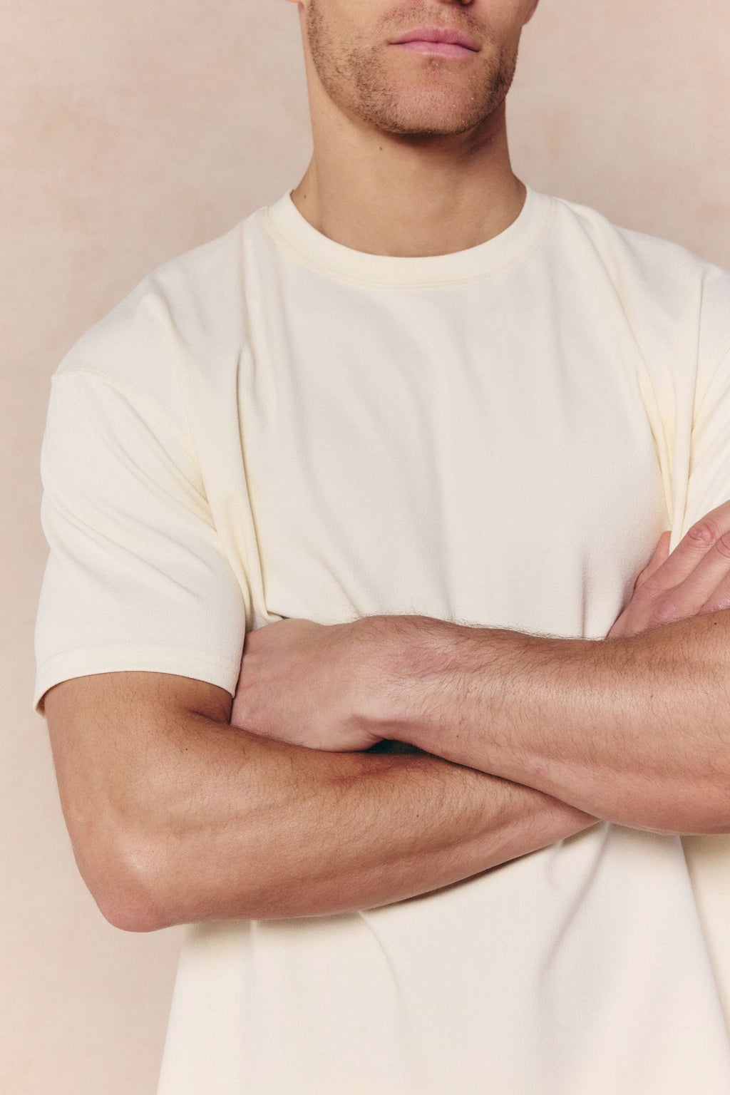 Tomas Crew Neck Crinkled Tshirt - Ecru